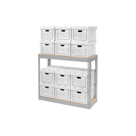 Record Storage With Boxes 42W X 15D X 36H - Gray